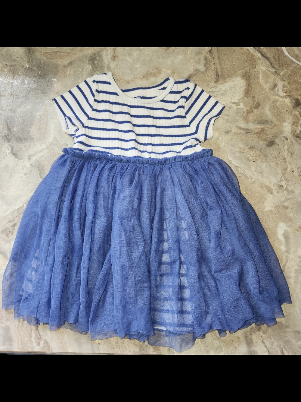 Girls' Blue Stripe Tulle Dress